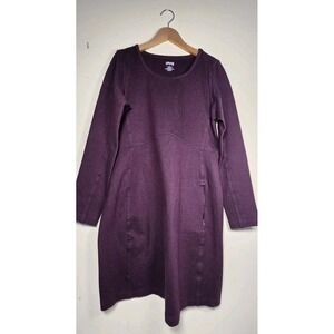 Duluth Trading Co Shift Dress Women's Large Pocket Dark Burgundy